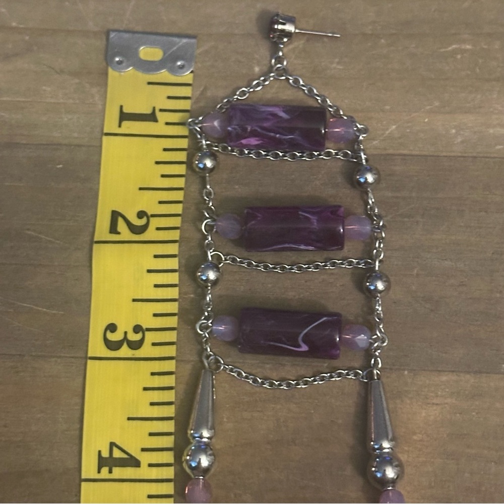 Tarina Tarantino Crystal Lizety Swarovski elements ladder dangle earrings - Picture 5 of 6